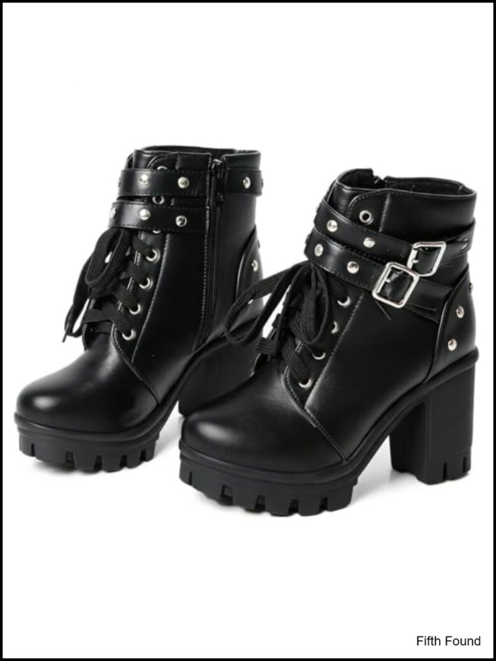 Womens Platform Combat Booties Ankle Boots with Chunky Block Heel and PU Leather